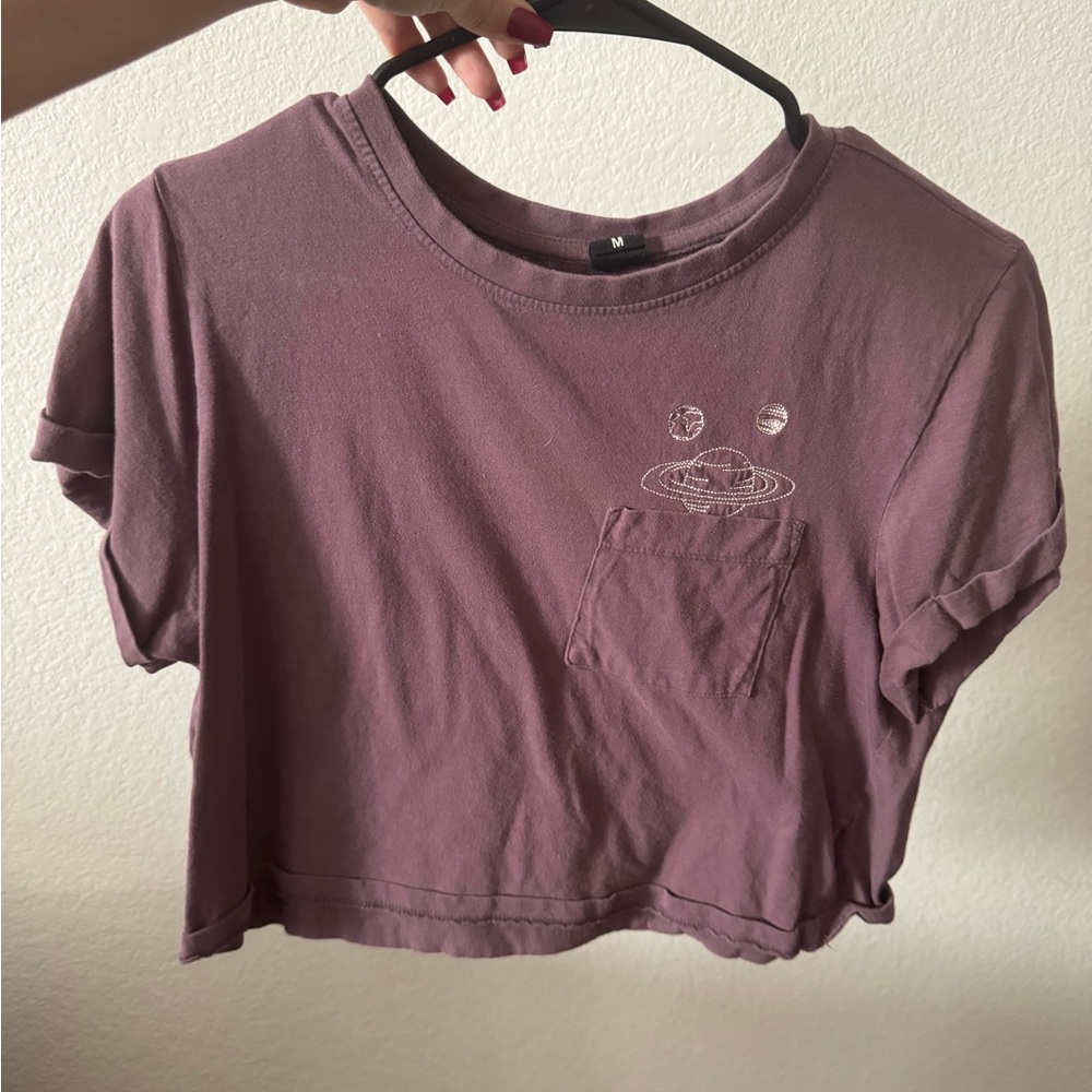 ♥️ 5x15 Universe cotton crop top with frocket